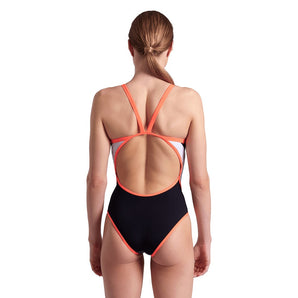 TRAJE DE BAÑO MUJER ARENA PERFORMANCE ICONS SUPER FLY BACK PANEL NEGRO ROJO