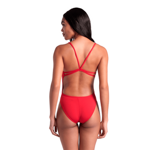 TRAJE DE BAÑO MUJER ARENA SWIMSUIT LACE BACK SOLID RED-WHI