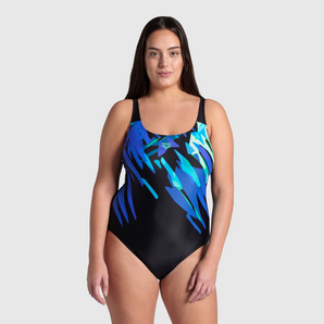 TRAJE DE BAÑO MUJER ARENA FEEL TALEA U BACK PLUS CALIPSO NEGRO - fondo #E8E8E8